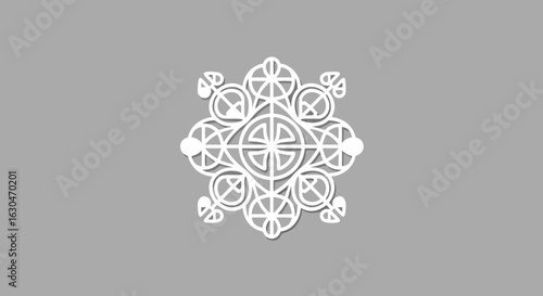 Delicate geometric ornament with intricate patterns forming a symmetrical composition against a serene background showcasing refined craftsmanship
