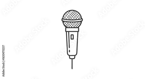 Minimalist microphone line drawing on white offering creative possibilities for designers and content creators