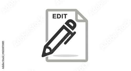 Conceptual graphic icon conveying editing, amendment, and modification processes of documents and content illustration
