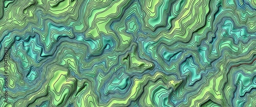 Abstract topographic map seamless pattern with wavy lines and mountain terrain vector design, digital, geometric