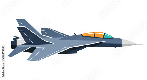 Detailed Cartoon Illustration of a Modern Military Fighter Aircraft for Vector Designs