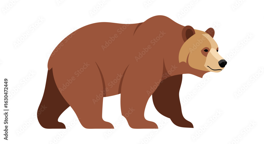 Fototapeta premium Majestic Brown Bear Vector Illustration Portraying Wildlife in Simple Graphic Style