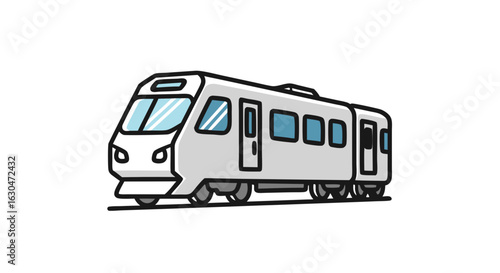 Stylized Train Vector Illustration Depicting Modern Commute on a White Backdrop