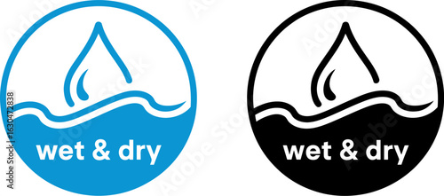 Wet and dry logo vector design water resistant icon symbol