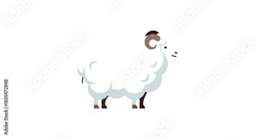 Stylized Ram Illustration: A Simple and Appealing Visual for Diverse Application A White Fluffy Animal