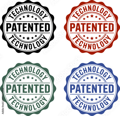 Patented technology seals collection vector design elements