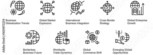 Business Globalization banner web icon vector illustration