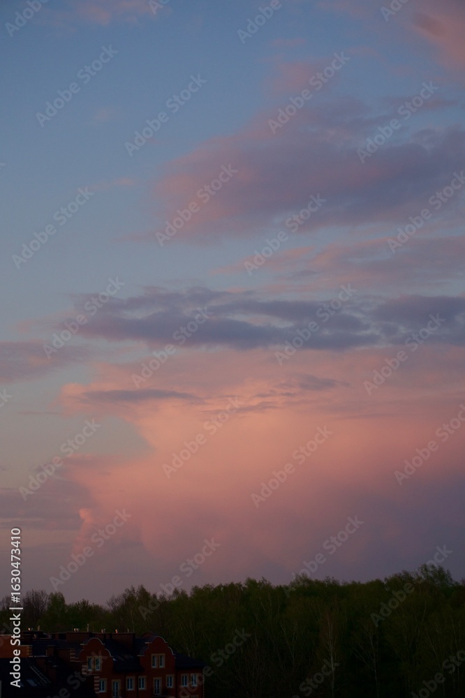 Fototapeta premium Pink clouds at sunset in summer