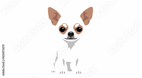 Delightful depiction of a chihuahua breed pet with its attentive and endearing look portrayed through simplified artistic approach