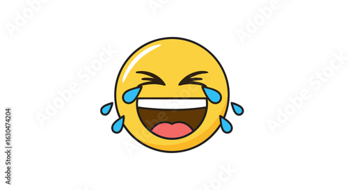 Joyful tears of laughter, expressing overwhelming amusement with a comical emoticon, a symbol of humorous enjoyment portraying extreme happiness and