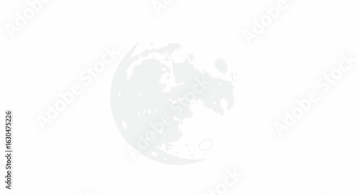 Minimalist full moon illustration against a bright white background displaying craters and subtle textures for a serene lunar aesthetic