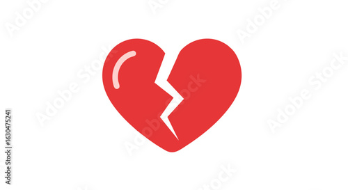 Symbolic Representation of Emotional Pain: A Fractured Heart on a White Canvas showcasing the universal feeling of heartbreak