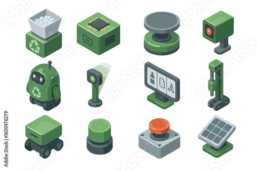 Plastic item recycling unit vertical bot icons type vector panel rechargeable icon