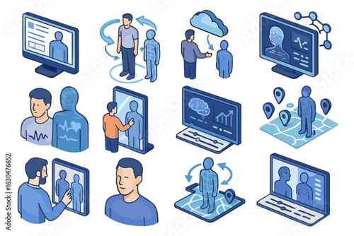 Interaction vector ai diagnostics prediction icon body scan virtual twin