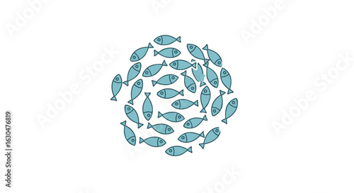 Circular Assemblage of Aquatic Creatures: A School of Fish in a Unified Formation Concept design