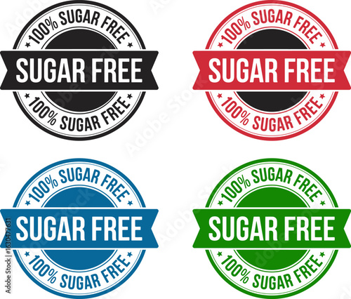 Sugar free product label vector badge for healthy food diet