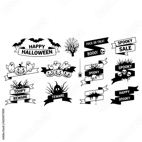 Halloween spooky sale trick or treat beware toopy teware happy halloween spooky ghost pumpkin bat skull web