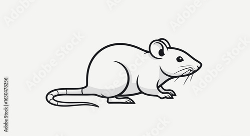 Stylized Mouse Illustration with Delicate Line Work and Minimal Shading, Perfect for Nature and Animation projects