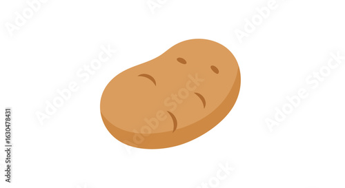 Minimalist potato illustration displaying simplicity and culinary potential for food blogs and recipes.  A single brown vegetable isolated against a