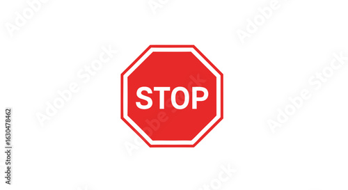 Illustrative red stop sign symbol against a plain white backdrop for alerts or warnings