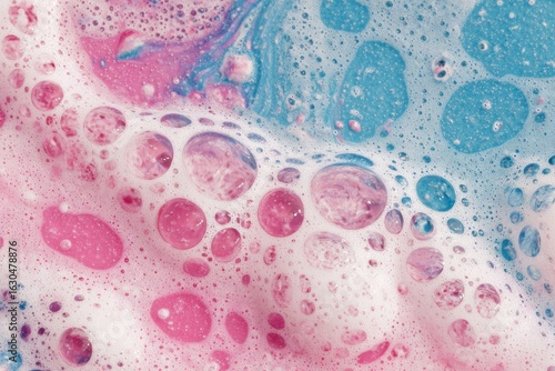 Abstract swirls of pink and blue bubble bath
