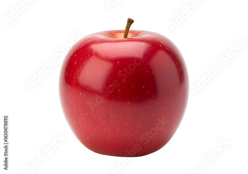 Shiny Red Apple with Brown Stem Isolated.