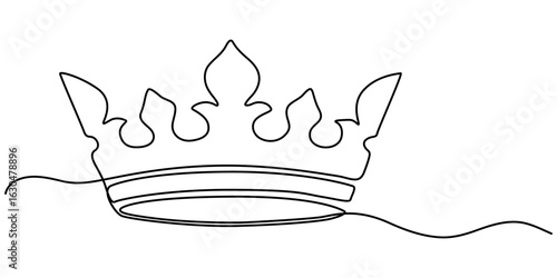 Crown continuous one line drawing and minimalist style isolate outline vector,  Simple one line king crown outline design concept. Minimalist design hand drawn vector illustration. 