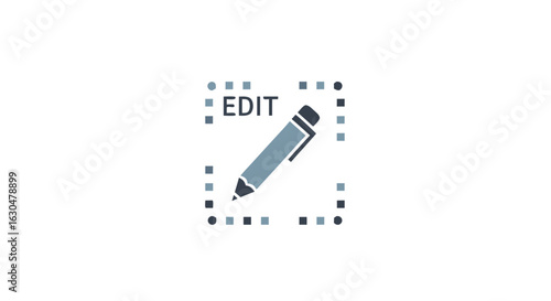 Elegant Edit Icon Design Showcasing a Pencil Symbol and Dotted Border Aesthetic Simplicity