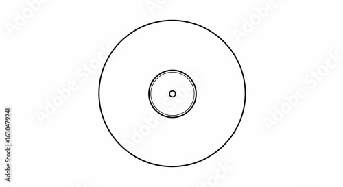 Stylized illustration of a vinyl record showcasing the circular form and center hole design, ideal for minimalistic visuals
