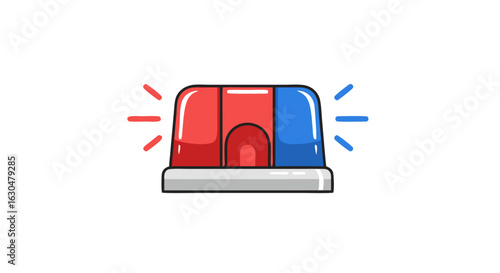 Emergency Alert: Cartoon Illustration of a Red and Blue Flashing Light Device for Notifications