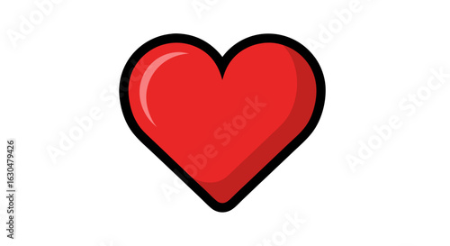 Vibrant Crimson Heart with Bold Outline Symbolizing Affection and Passion Animated Look 156 characters