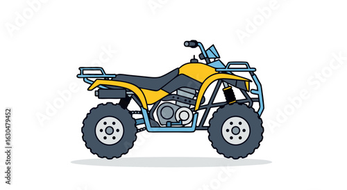 Illustration of a Yellow and Black All-Terrain Vehicle Isolated on a White Background