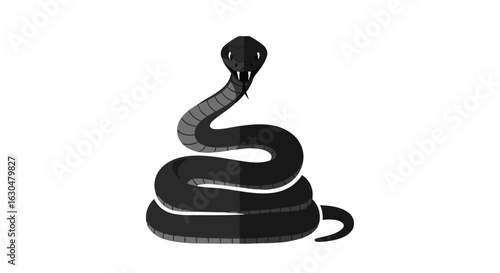 Stylized serpent illustration on stark backdrop evoking dangerous allure and symbolism of transformation and slyness