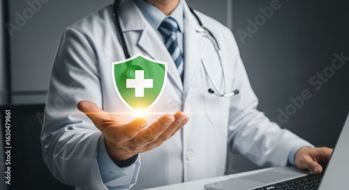 Doctor offering a symbol of health protection and care