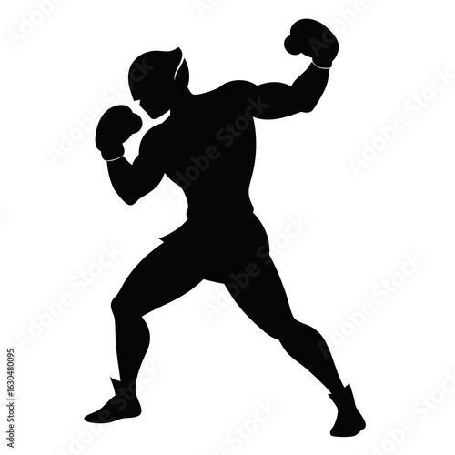 Boxer Silhouette Vector – Fighting Pose Illustration