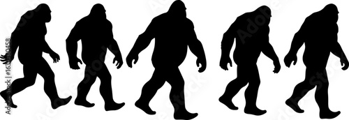 Bigfoot, Sasquatch , forest legend, humanoid,  walking vector bundle