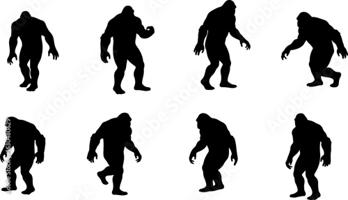 Bigfoot, Sasquatch , forest legend, humanoid,  walking vector bundle