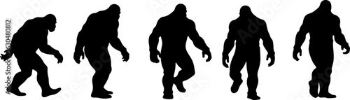 Bigfoot, Sasquatch , forest legend, humanoid,  walking vector bundle