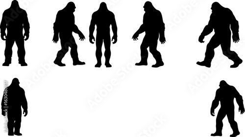 Bigfoot, Sasquatch , forest legend, humanoid,  walking vector bundle