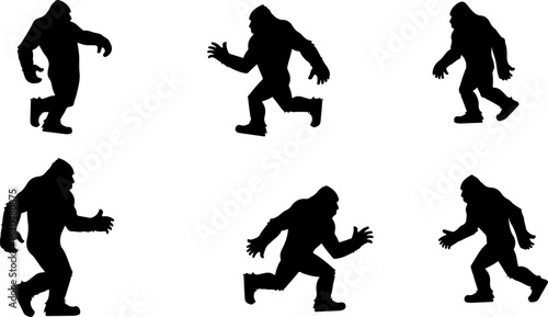 Bigfoot, Sasquatch , forest legend, humanoid,  walking vector bundle
