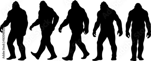 Bigfoot, Sasquatch , forest legend, humanoid,  walking vector bundle