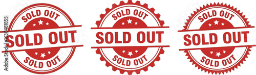 Bold red "Sold Out" stamps, perfect for retail and event closures