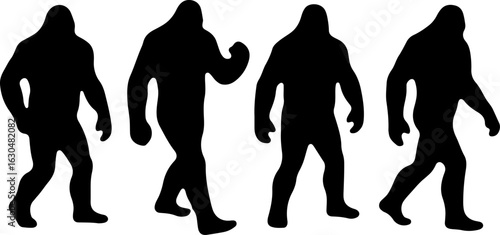 Bigfoot, Sasquatch , forest legend, humanoid,  walking vector bundle