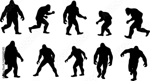 Bigfoot, Sasquatch , forest legend, humanoid,  walking vector bundle