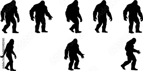 Bigfoot, Sasquatch , forest legend, humanoid,  walking vector bundle