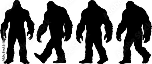 Bigfoot, Sasquatch , forest legend, humanoid,  walking vector bundle