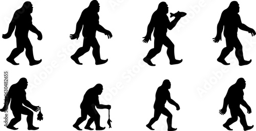 Bigfoot, Sasquatch , forest legend, humanoid,  walking vector bundle