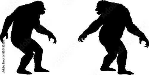 Bigfoot, Sasquatch , forest legend, humanoid,  walking vector bundle