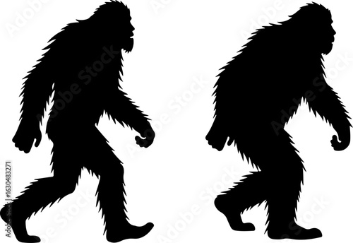 Bigfoot, Sasquatch , forest legend, humanoid,  walking vector bundle