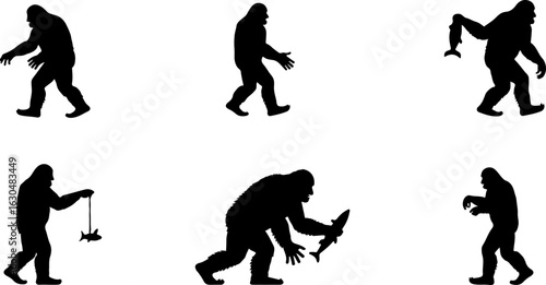 Bigfoot, Sasquatch , forest legend, humanoid,  walking vector bundle